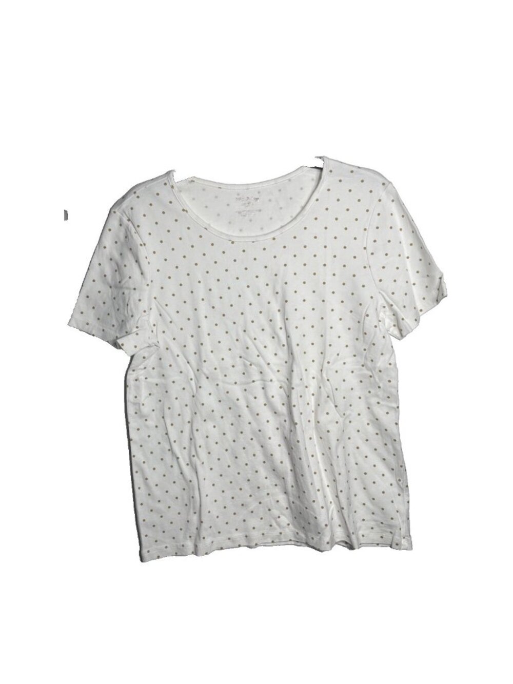 White Stag Woman's White/Gold Polka Dot Short Sleeve Shirts Size XXL (2XG) 20
